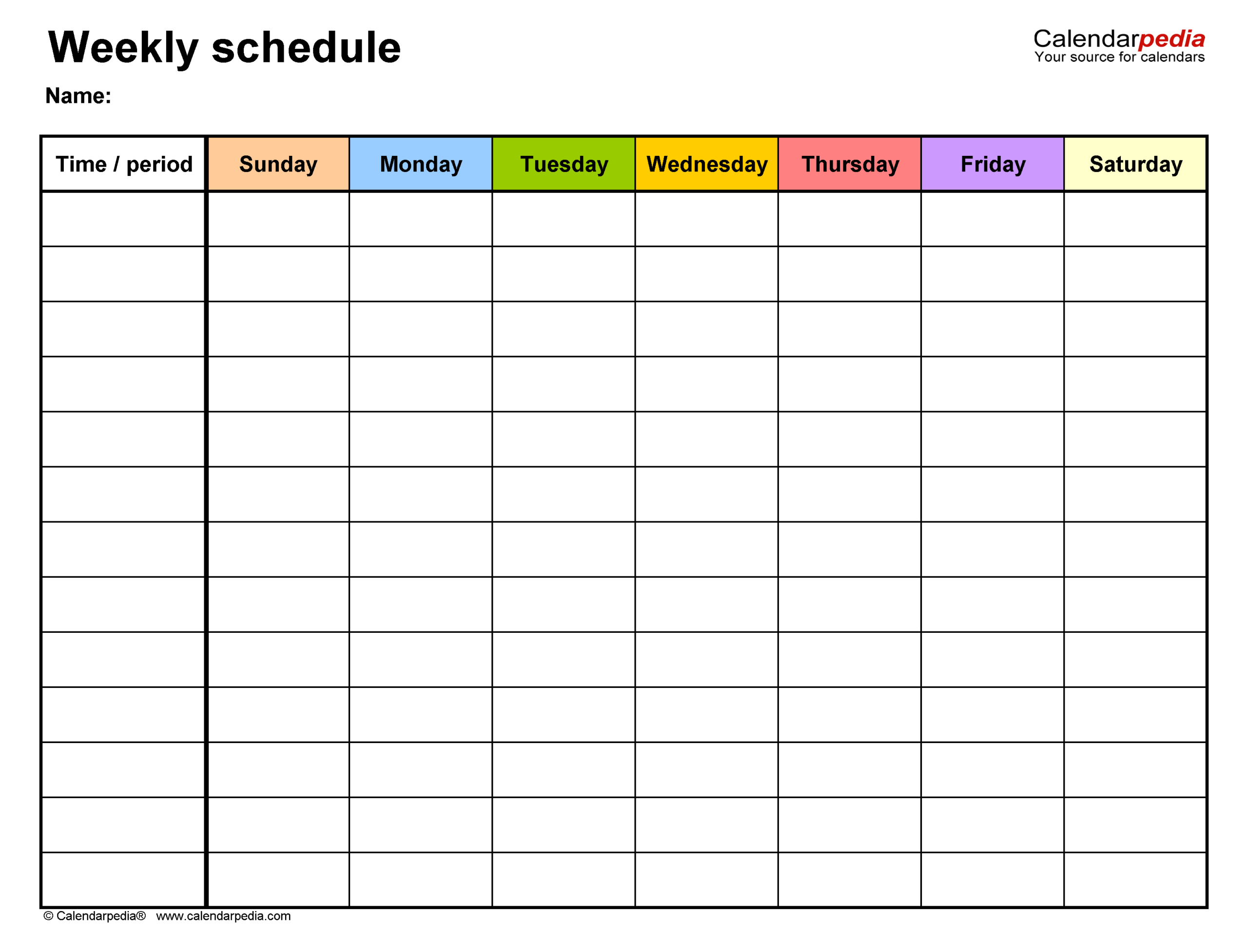 Free Weekly Schedule Templates For Excel – 18 Templates Pertaining To Blank Workout Schedule Template