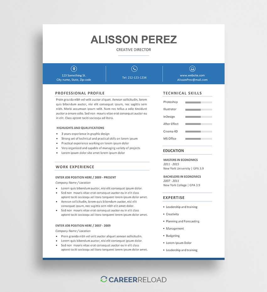 Free Word Resume Template – Alisson – Career Reload For Free Resume Template Microsoft Word