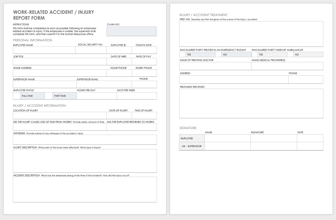 Free Workplace Accident Report Templates | Smartsheet Inside Accident Report Form Template Uk