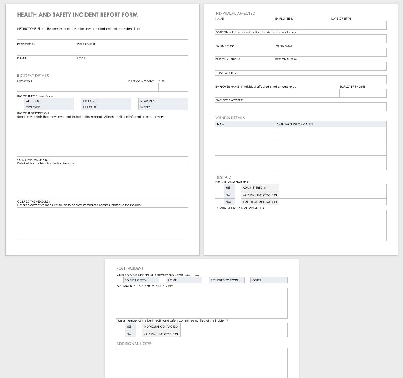 Free Workplace Accident Report Templates | Smartsheet Pertaining To Monthly Health And Safety Report Template