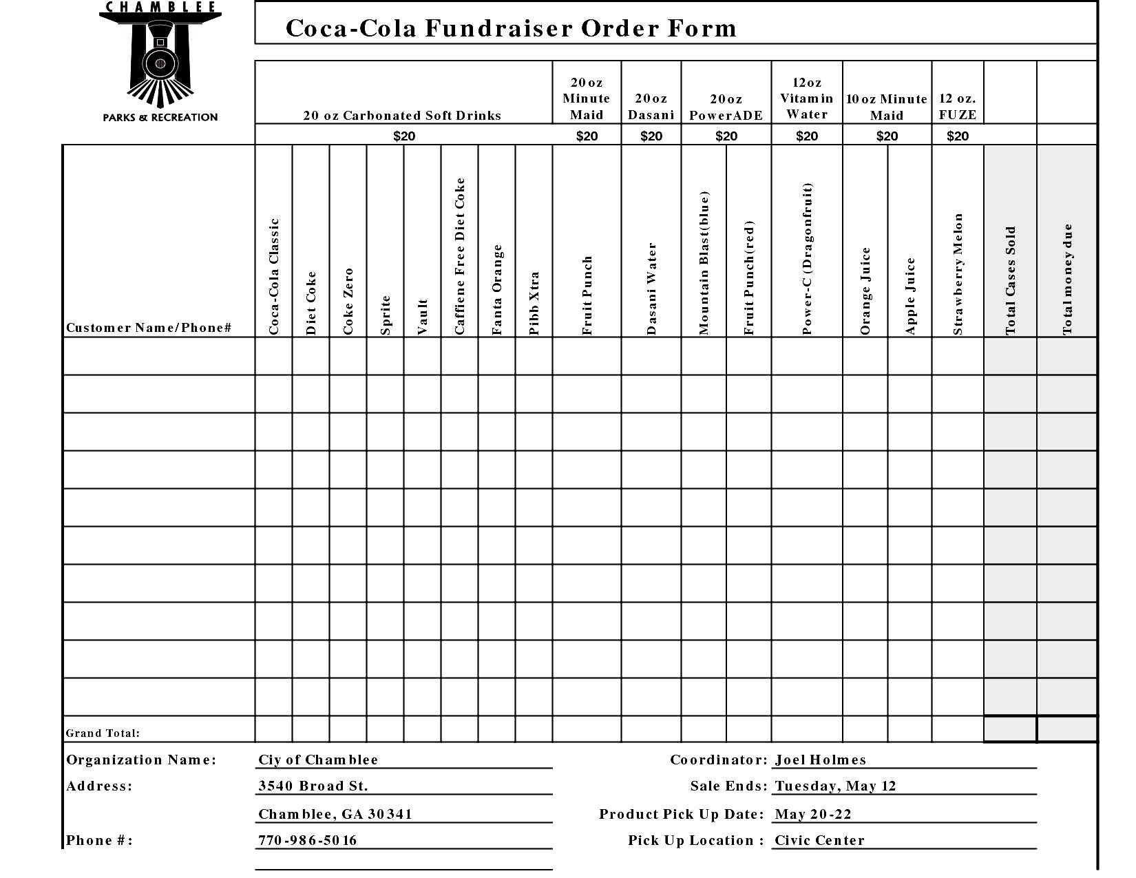 Fundraiser Order Form Templates - Word Excel Pdf Formats Intended For Blank Fundraiser Order Form Template