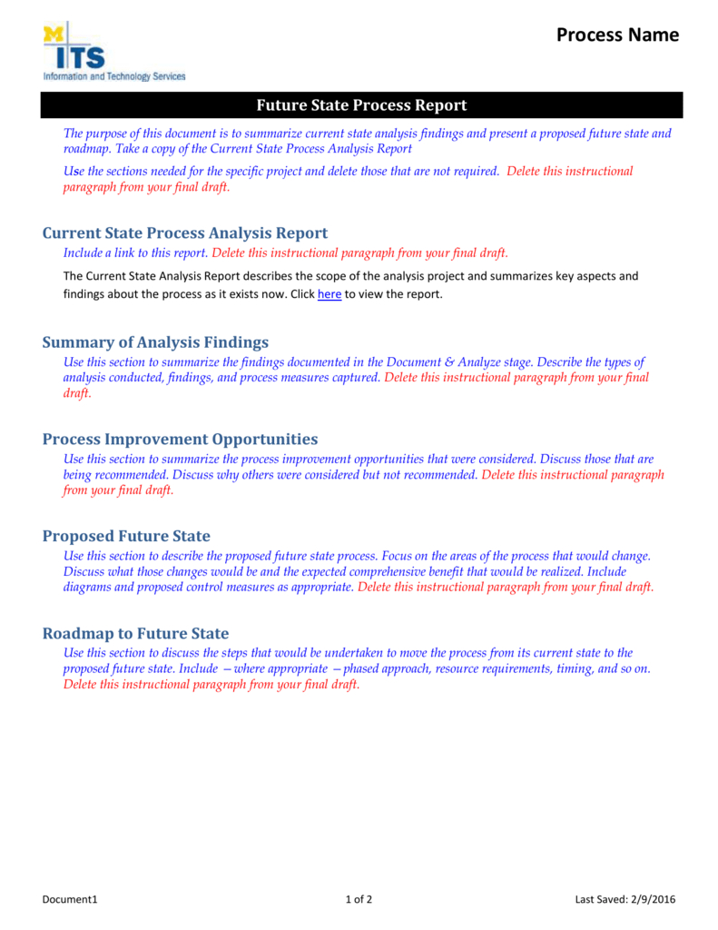 Future State Process Report Template In State Report Template