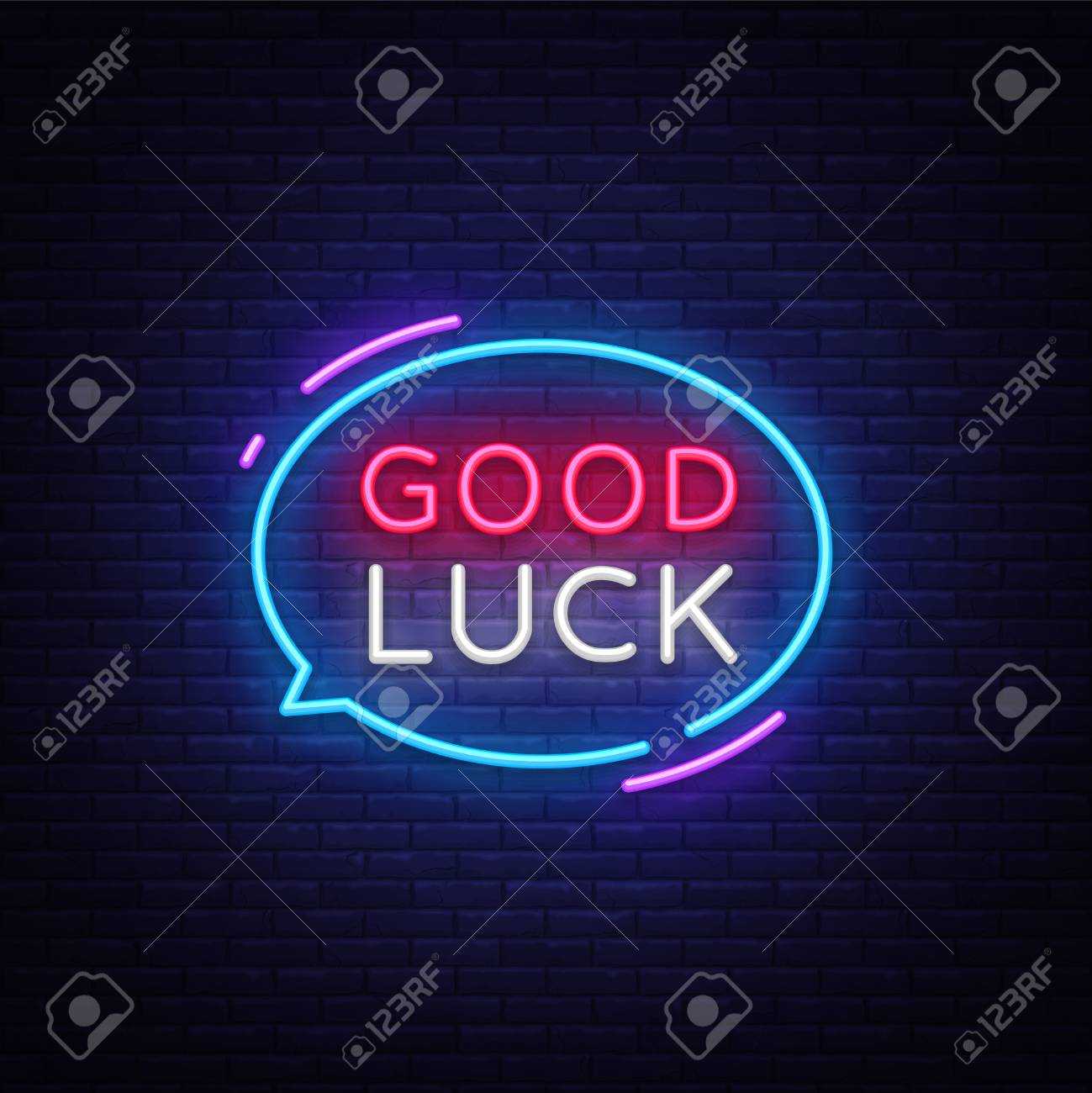 Good Luck Neon Text Vector. Good Luck Neon Sign, Design Template,.. Regarding Good Luck Banner Template