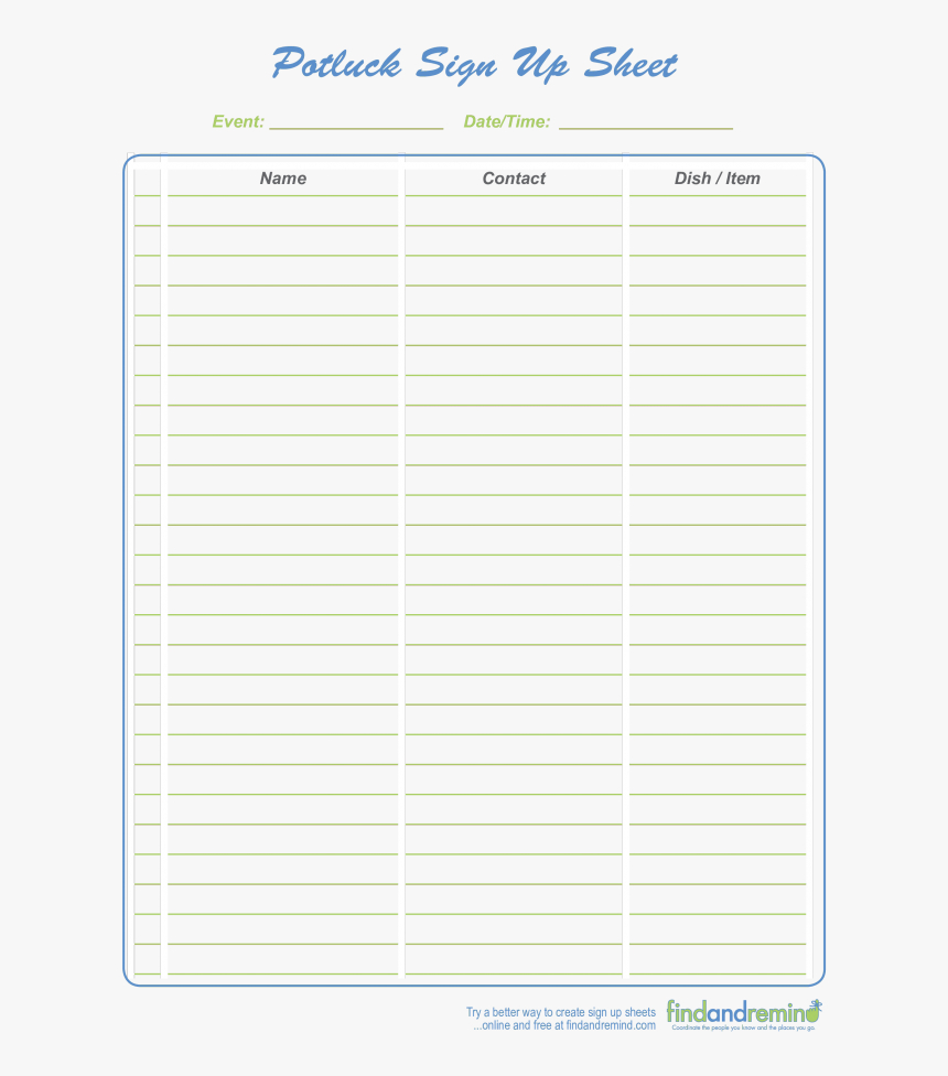 Goodbye Potluck Signup Sheet, Hd Png Download – Kindpng With Potluck Signup Sheet Template Word