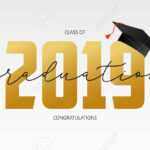 Graduating Card Template. Class Of 2019 – Banner With Gold Numbers.. Within Graduation Banner Template