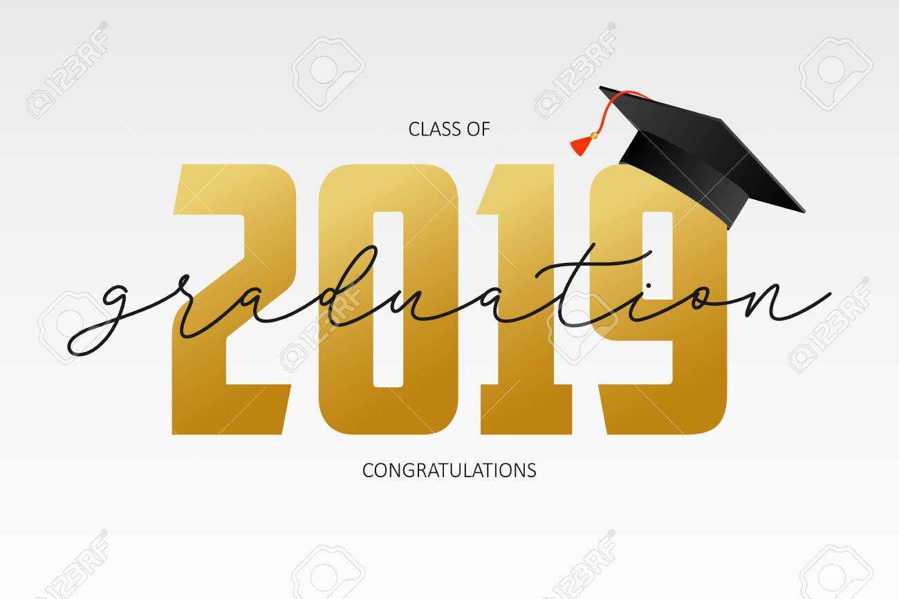 Graduating Card Template. Class Of 2019 – Banner With Gold Numbers.. Within Graduation Banner Template