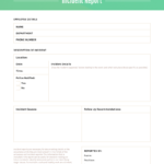 Green Incident Report Template With Regard To After Event Report Template