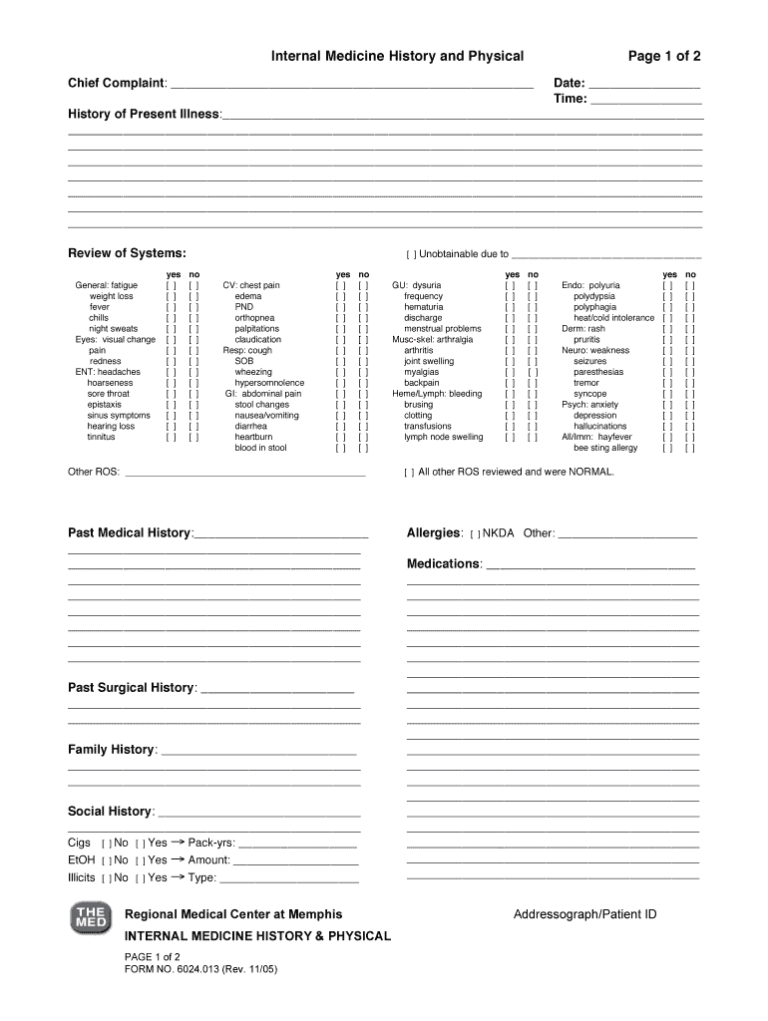 History And Physical Template Word Sample Design Templates