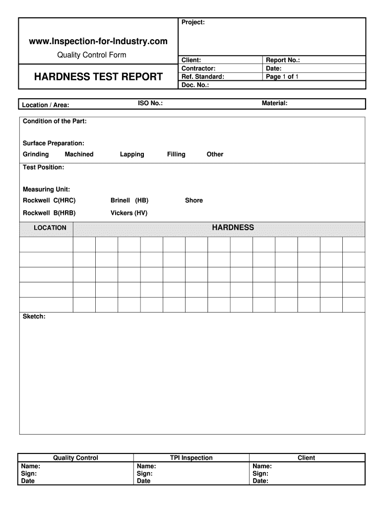 Hardness Test Report Format – Fill Online, Printable Pertaining To Dr Test Report Template