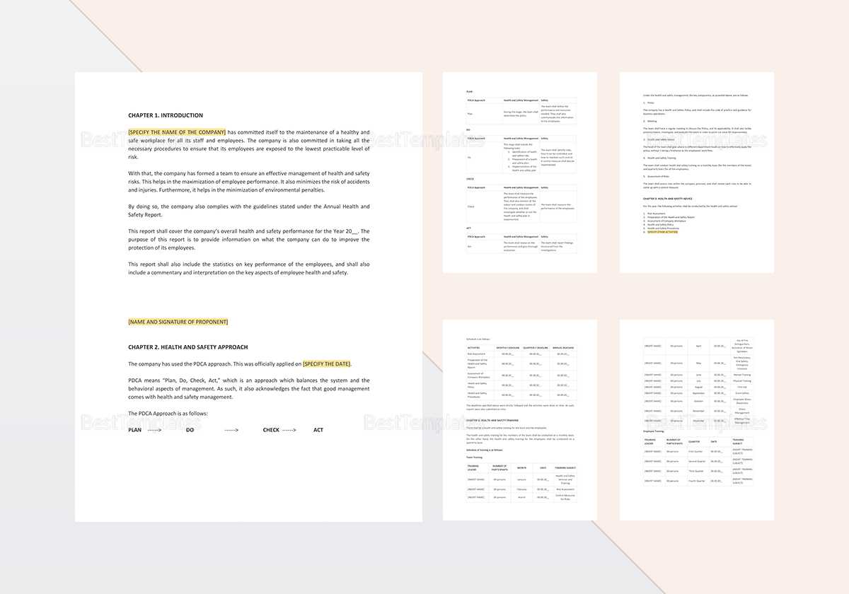 Health And Safety Annual Report Template In Annual Health And Safety Report Template