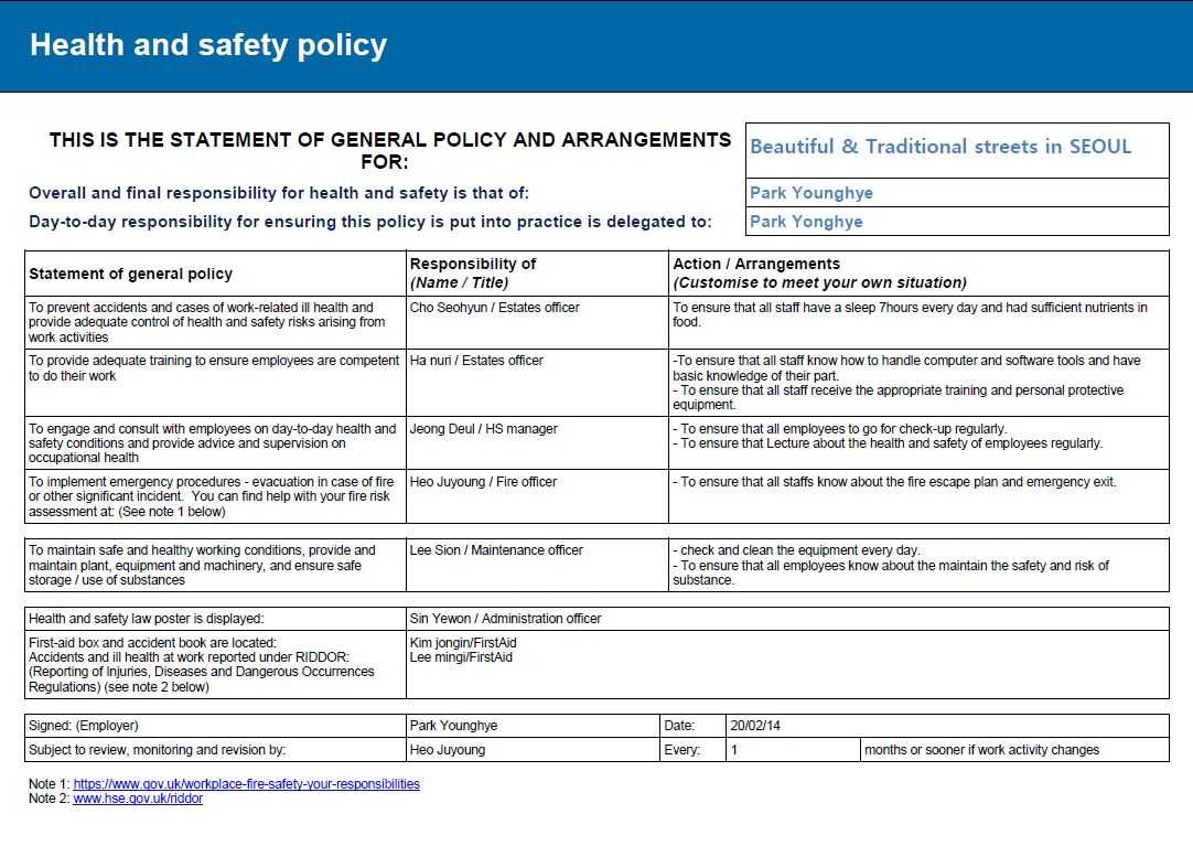 Health And Safety Implications / Risk Assessment Report Pertaining To Health Check Report Template