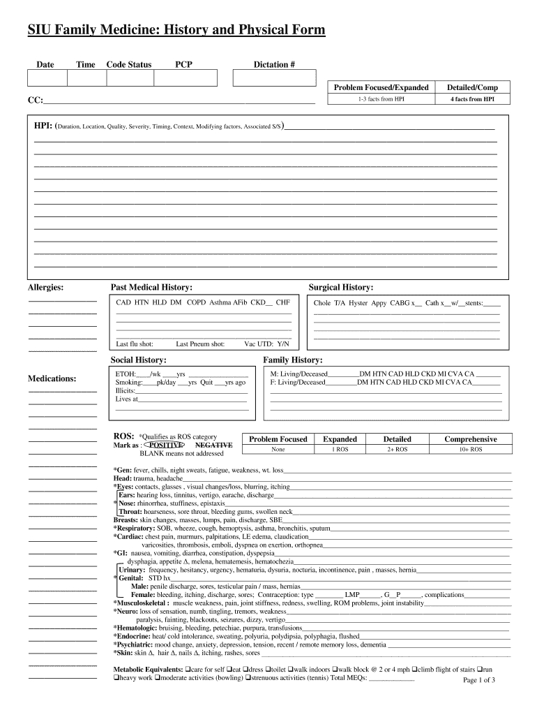 History And Physical Template - Fill Online, Printable Inside History And Physical Template Word