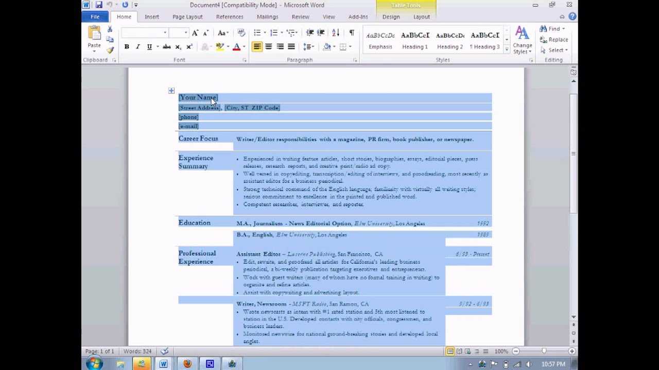 How Do You Make A Resume On Word – Tomope.zaribanks.co Intended For Resume Templates Microsoft Word 2010