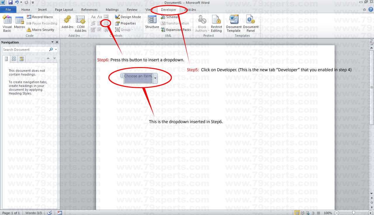 How To Add Drop Down Menu In Microsoft Word 2010? With Regard To Word 2010 Templates And Add Ins