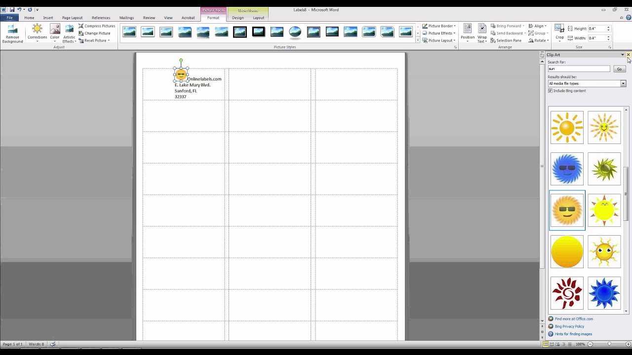 How To Add Images And Text To Label Templates In Microsoft Word Pertaining To 8 Labels Per Sheet Template Word