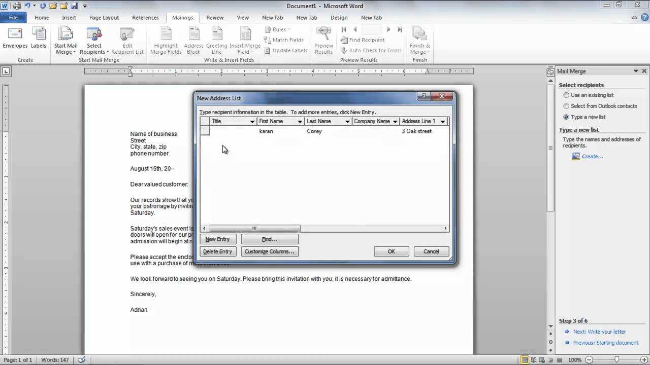 How To Create A Mail Merge In Microsoft Word 2010 Within How To Create A Mail Merge Template In Word 2010