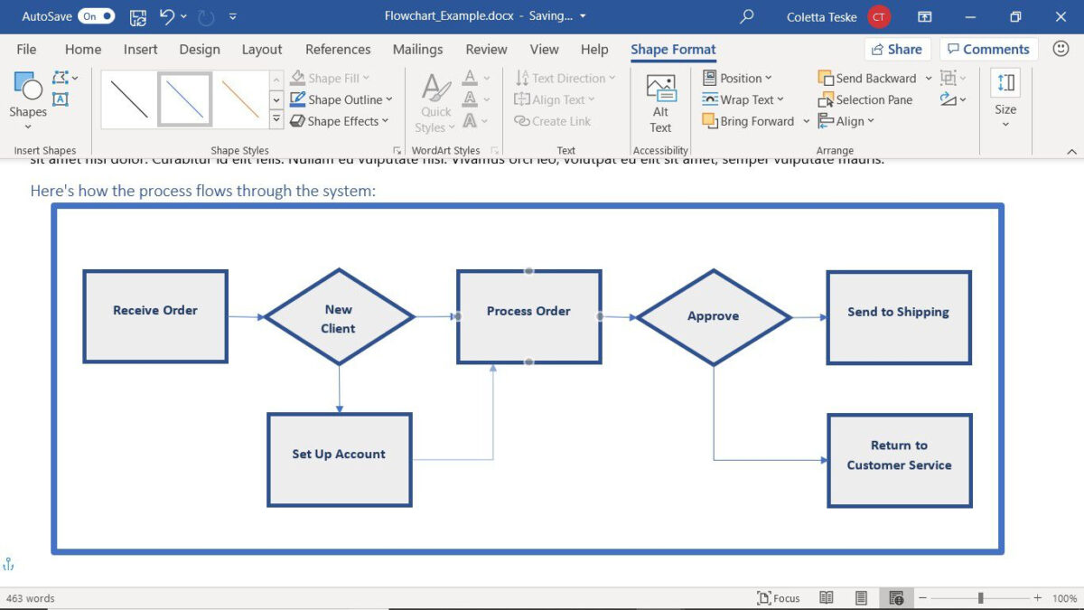 How To Create A Process Flowchart In Microsoft Word - Design Talk