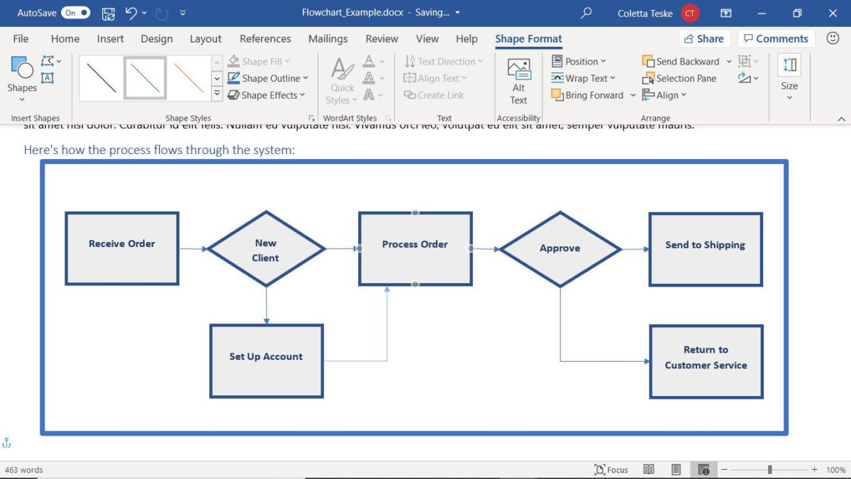 Microsoft Word Flowchart Template Sample Design Templates 7707