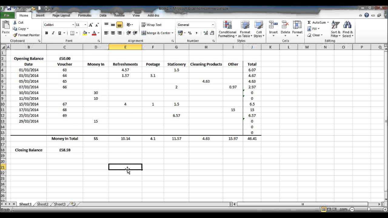 How To Create A Petty Cash Template Using Excel – Part 4 Regarding Petty Cash Expense Report Template