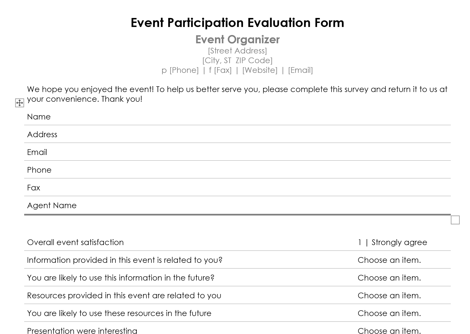 How To Create An Event Feedback Form (+Template) - Billetto Blog In Event Survey Template Word