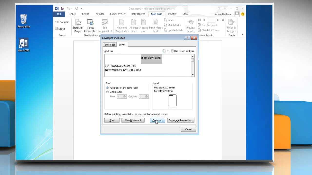 How To Create And Print Mailing Labels On Microsoft® Word 2013 For Word 2013 Envelope Template