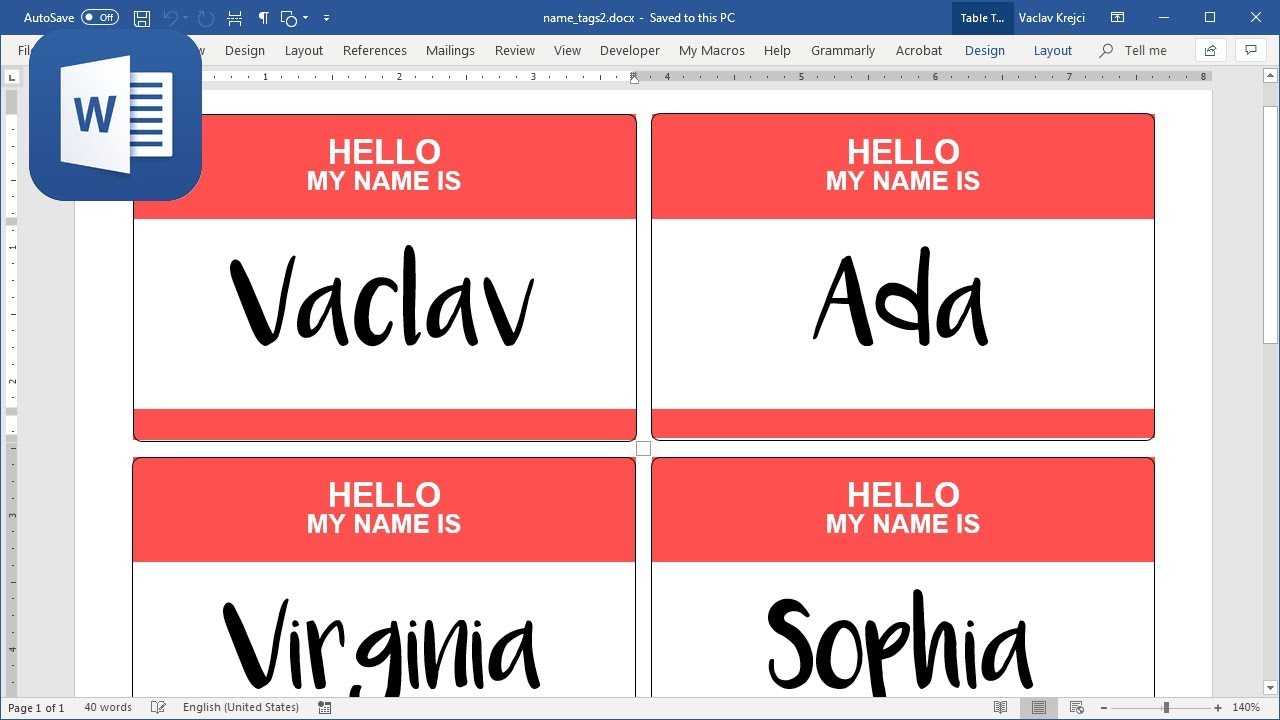 How To Create Name Tags (Badges) In Microsoft Word (Tutorial) Pertaining To Name Tag Template Word 2010