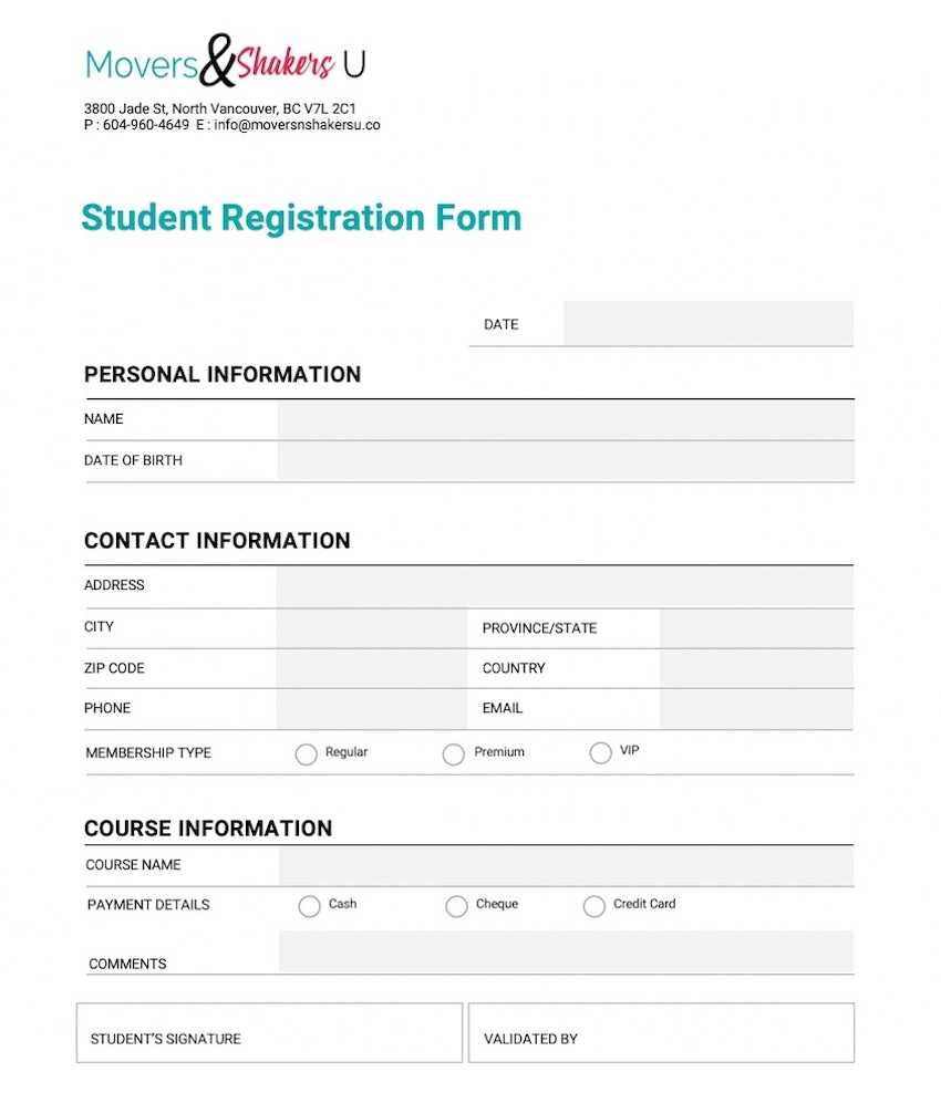 How To Customize A Registration Form Template Using Intended For School Registration Form Template Word
