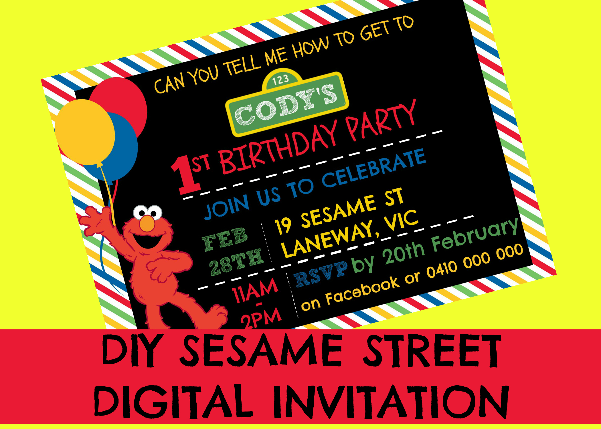 How To Make A Sesame Street Digital Invitation | Includes Within Sesame Street Banner Template