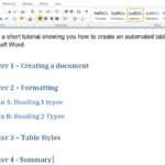 How To Make Automated Table Of Contents In Microsoft Word Within Contents Page Word Template