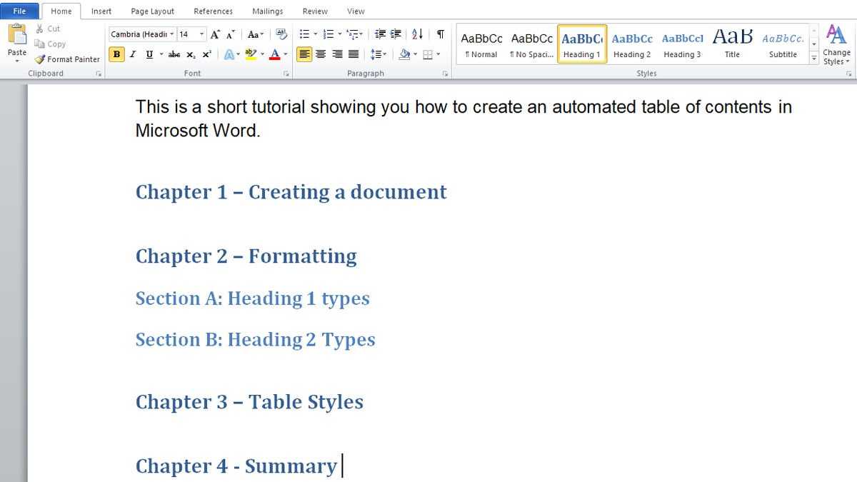 How To Make Automated Table Of Contents In Microsoft Word Within Contents Page Word Template