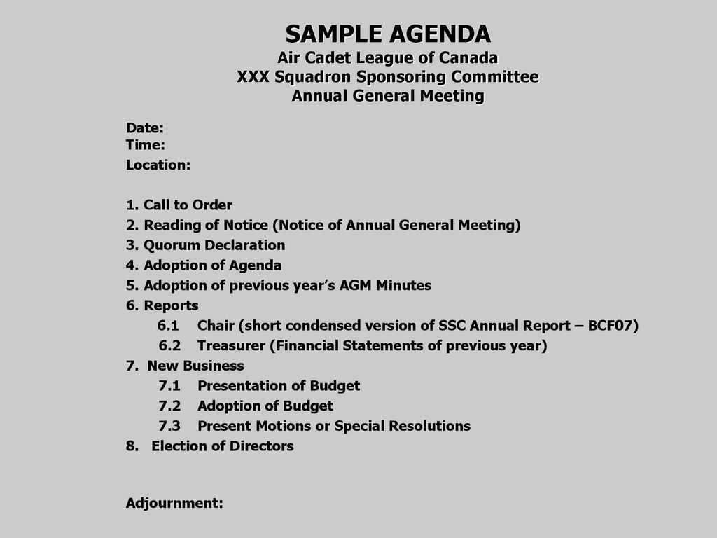 How To Run An Annual General Meeting – Ppt Download With Treasurer's Report Agm Template
