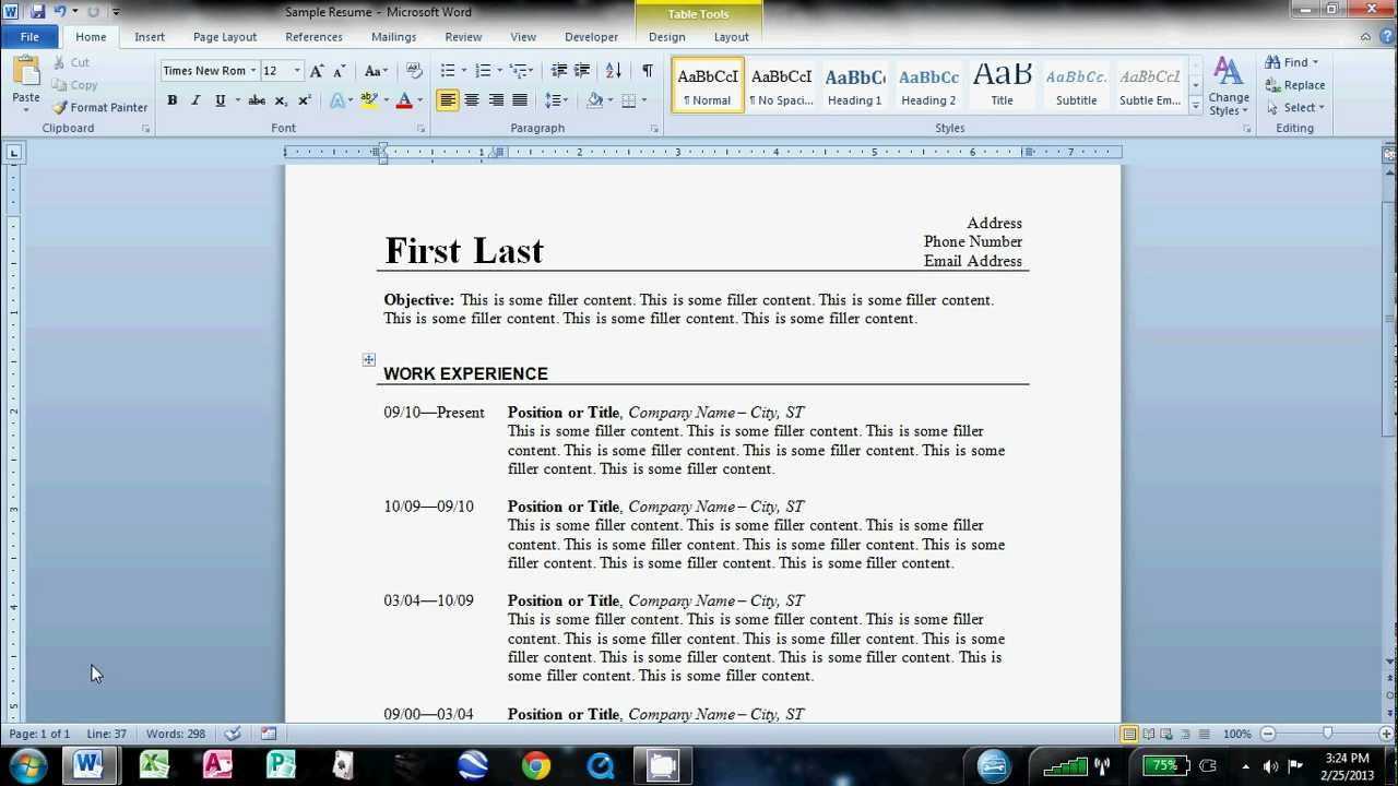 How To Type A Resume On Word – Papele.alimentacionsegura Inside Resume Templates Microsoft Word 2010