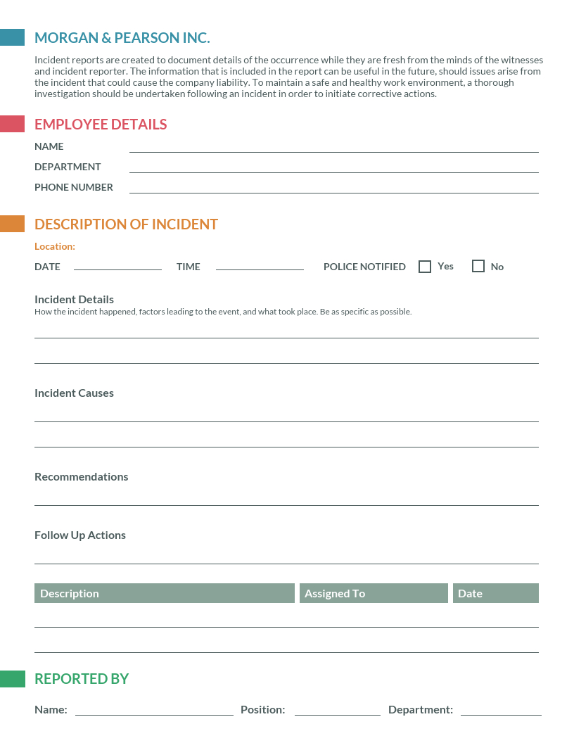 How To Write An Effective Incident Report [Templates] - Venngage Regarding Serious Incident Report Template
