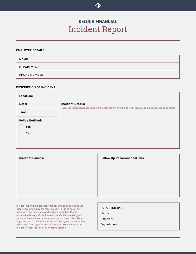 How To Write An Effective Incident Report [Templates] – Venngage Throughout Customer Incident Report Form Template