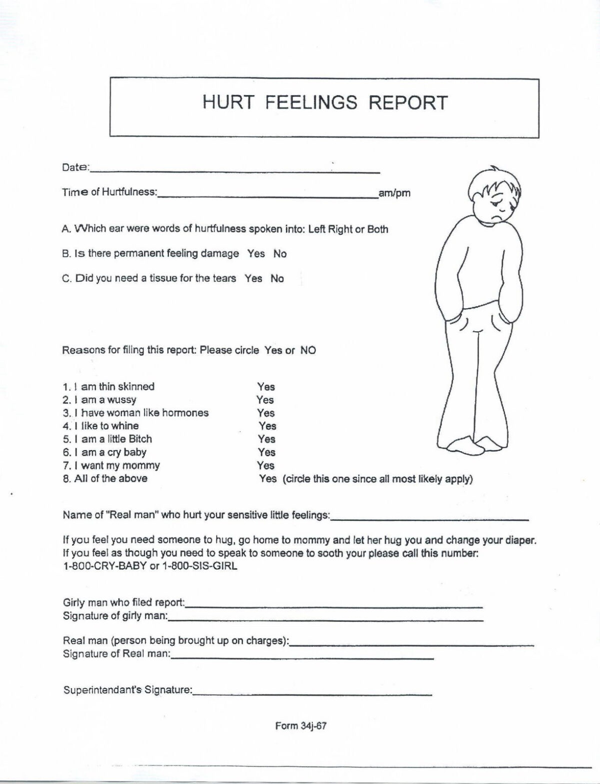 Hurt Form Pertaining To Hurt Feelings Report Template Sample Design 