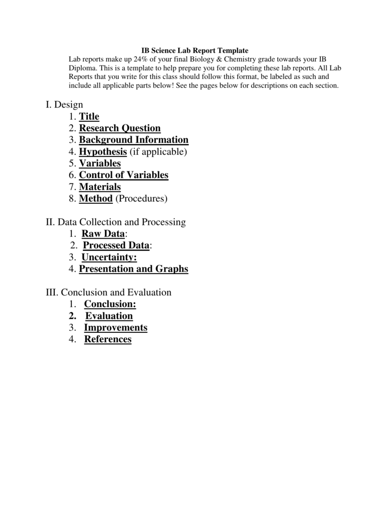 Ib Biology Lab Report Template Inside Science Experiment Report Template