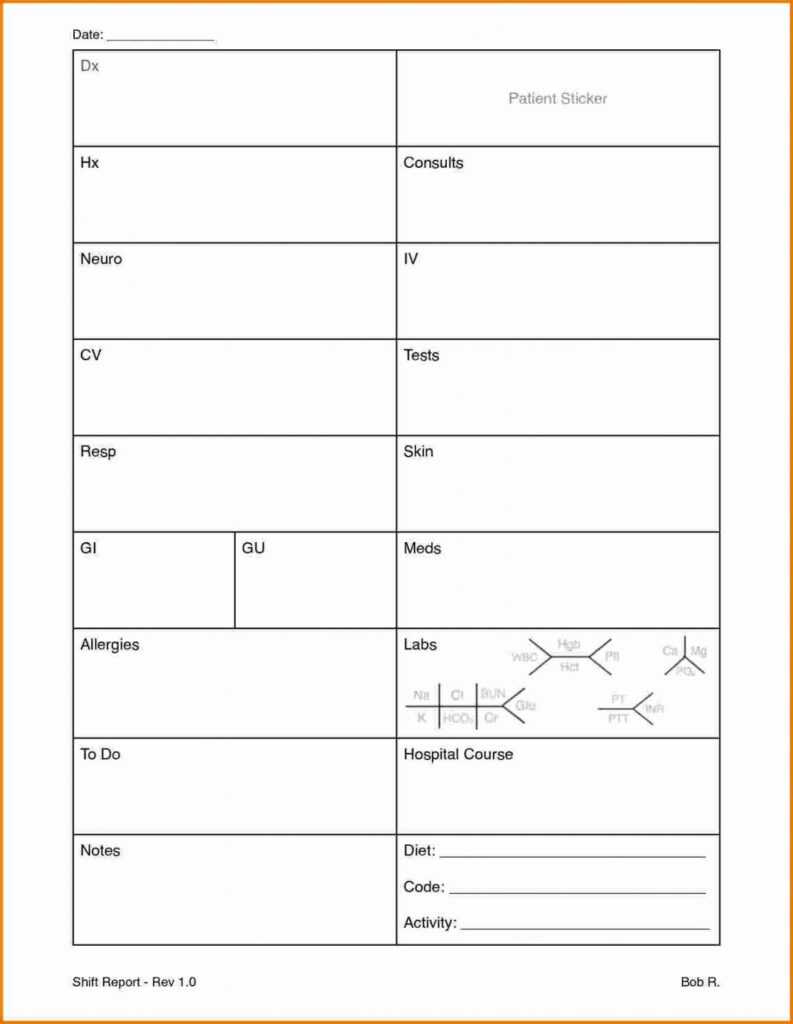 Nursing Report Sheet Template Sample Design Templates