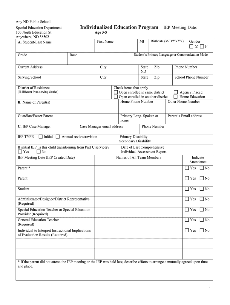 Iep Templates - Fill Online, Printable, Fillable, Blank Intended For Blank Iep Template