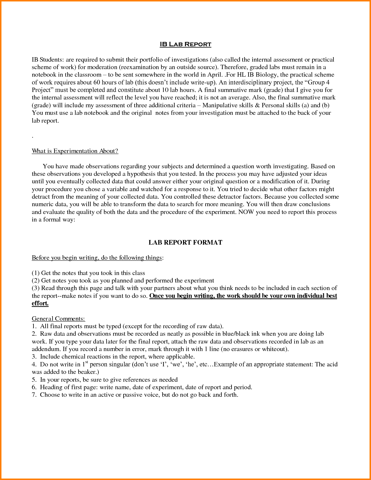 Incident Management Report Samples And 11 Biology Lab Report With Regard To Ib Lab Report Template