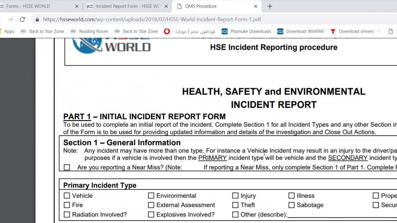 Incident Report Form - Hsse World For Health And Safety Incident Report Form Template