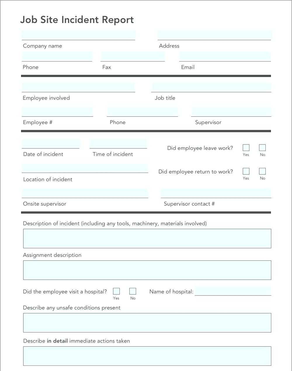 Incident Report Form Template Free Download – Vmarques Within Site Visit Report Template Free Download