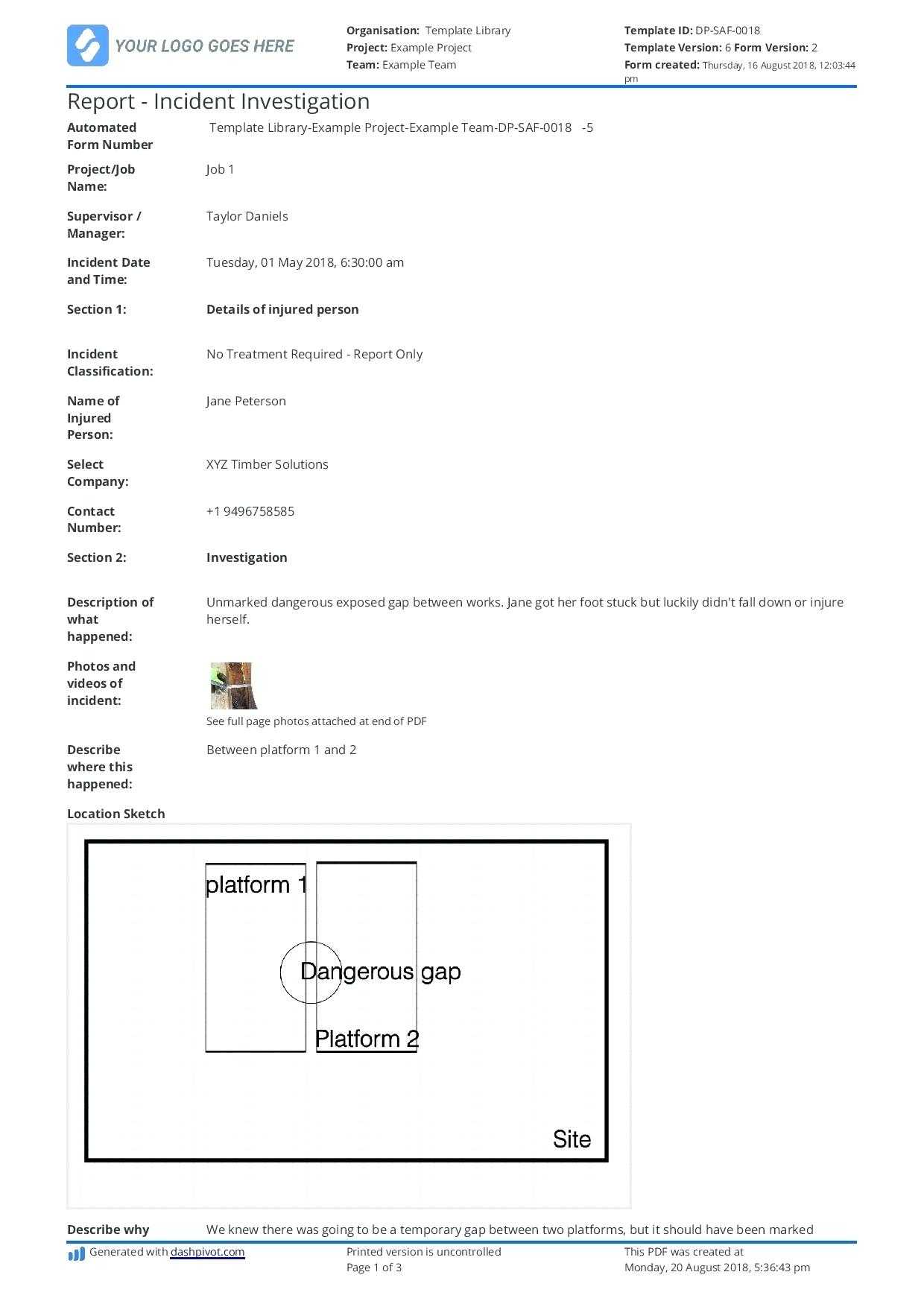 Incident Report Form Template Workplace Victoria Inside Ohs Incident Report Template Free