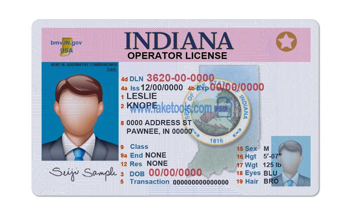 Indiana Driver License Psd Template With Regard To Blank Drivers License Template