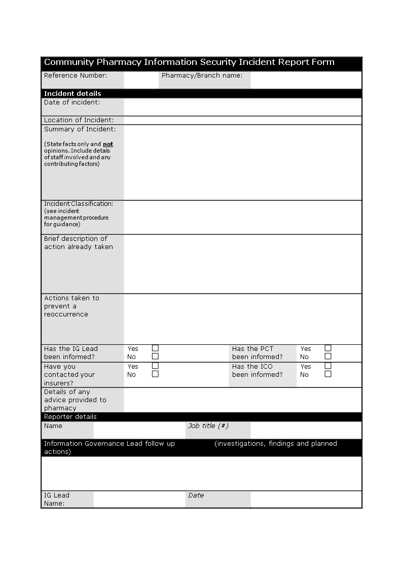 Information Security Incident Report Template | Templates At With Regard To Template For Information Report
