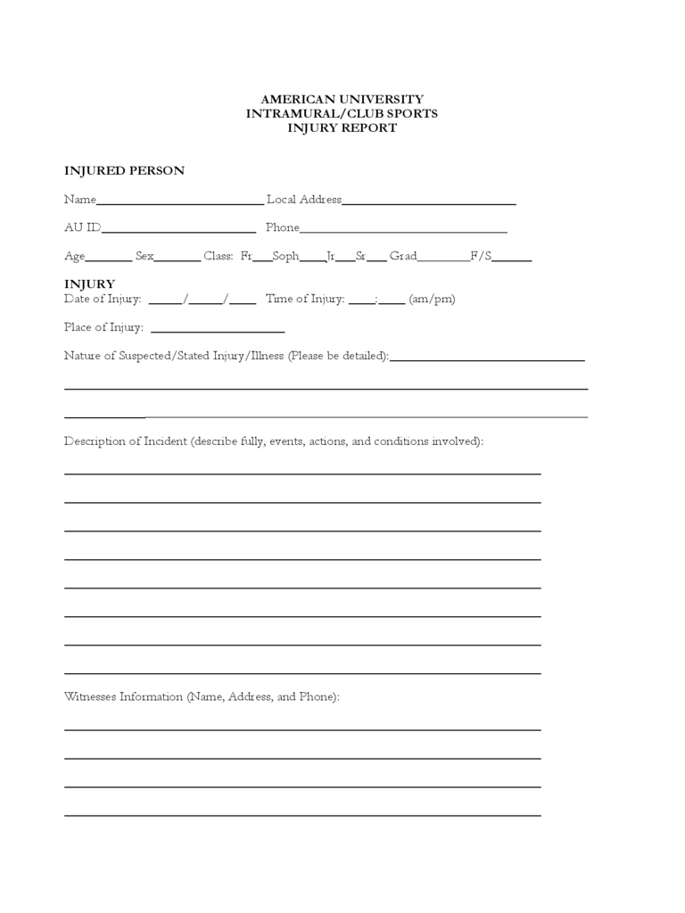 Injury Report Form – 3 Free Templates In Pdf, Word, Excel Inside Incident Report Form Template Qld
