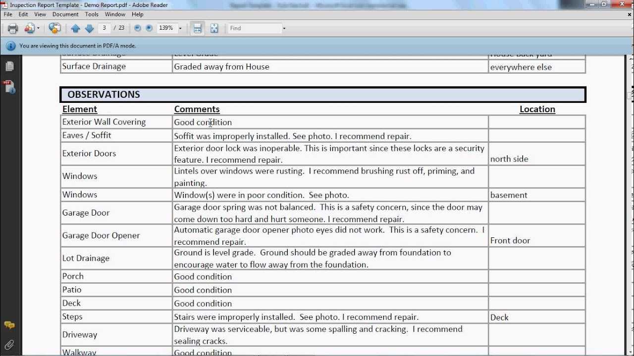 Inspection Report Template – Final Report – Youtube In Drainage Report Template