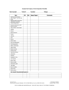 Inspection Spreadsheet Template Vehicle Checklist Excel with Vehicle Checklist Template Word