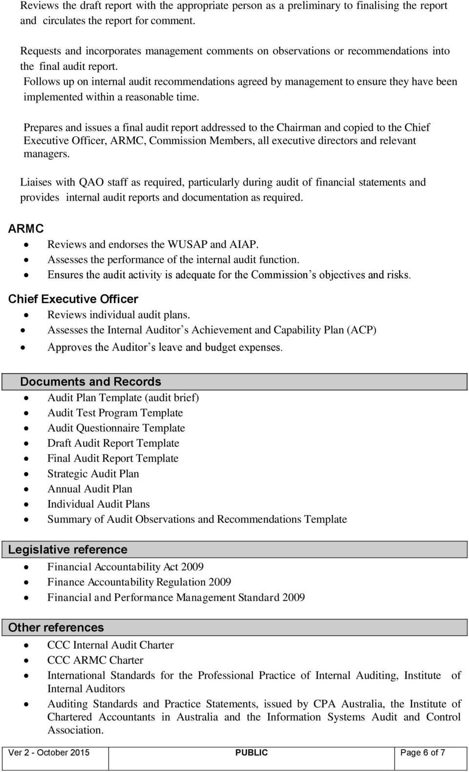 Internal Audit (Policy & Procedure) – Pdf Free Download With Internal Control Audit Report Template