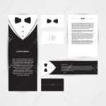 Invitation Template, Black Design With Bow Tie, Business Card, Banner,  Vector Illustration In Tie Banner Template