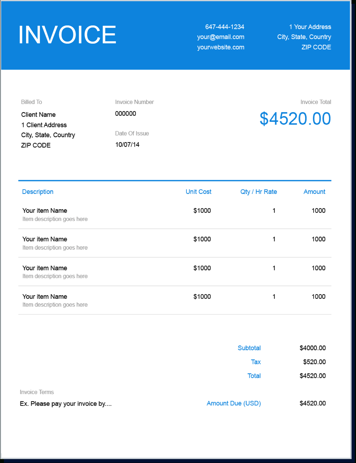 Invoice Template | Create And Send Free Invoices Instantly With Free Downloadable Invoice Template For Word
